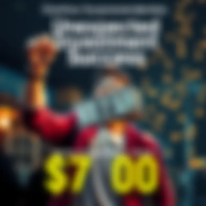 A person celebrating with cash in hand, showing excitement over a successful investment of $15 that earned $700.
