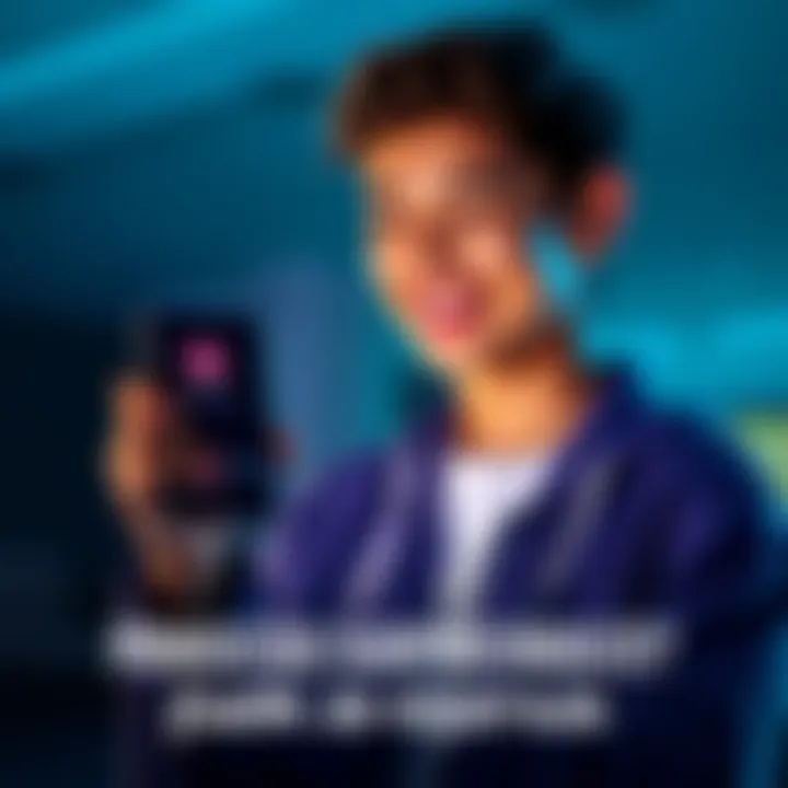 A person joyfully looking at their phone, surprised by a profit alert from a promotion