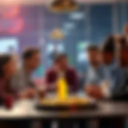 A group of people discussing unique betting bonuses at a table, with expressions of curiosity and excitement.