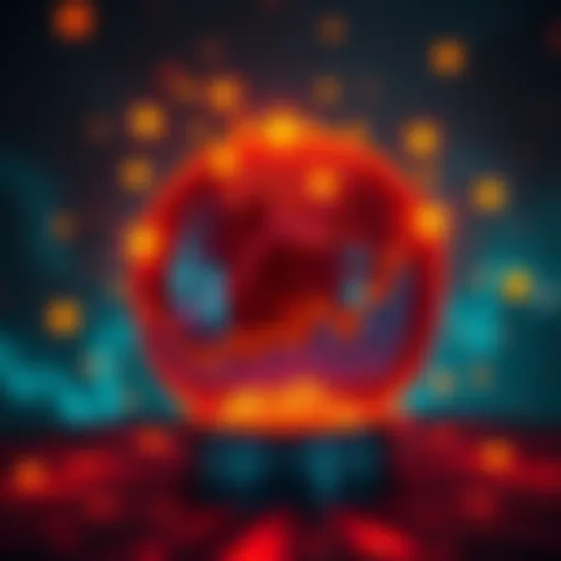 Upcoming Month Predictions A crystal ball glowing with stars and graphs around it, symbolizing future forecasts