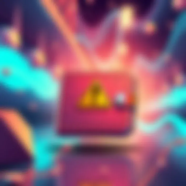 Illustration showing a digital wallet with a warning icon indicating a delay in USDT deposits