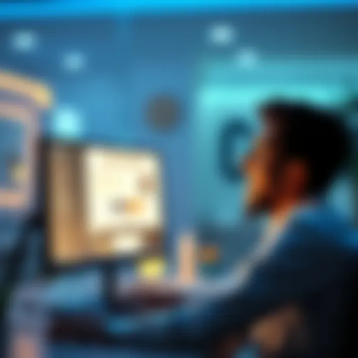 A surprised person looking at their computer screen with joy after receiving an unexpected bonus notification