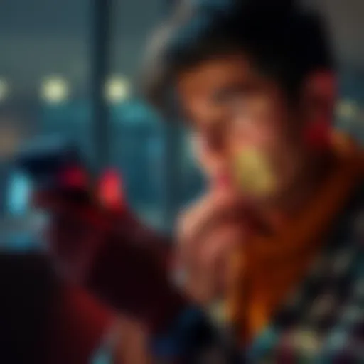 A person surprised to see extra money in their bank account, examining notifications on a smartphone