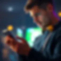 Person looking worried while checking account balance on a smartphone, showing concern about missing deposits in FanDuel account