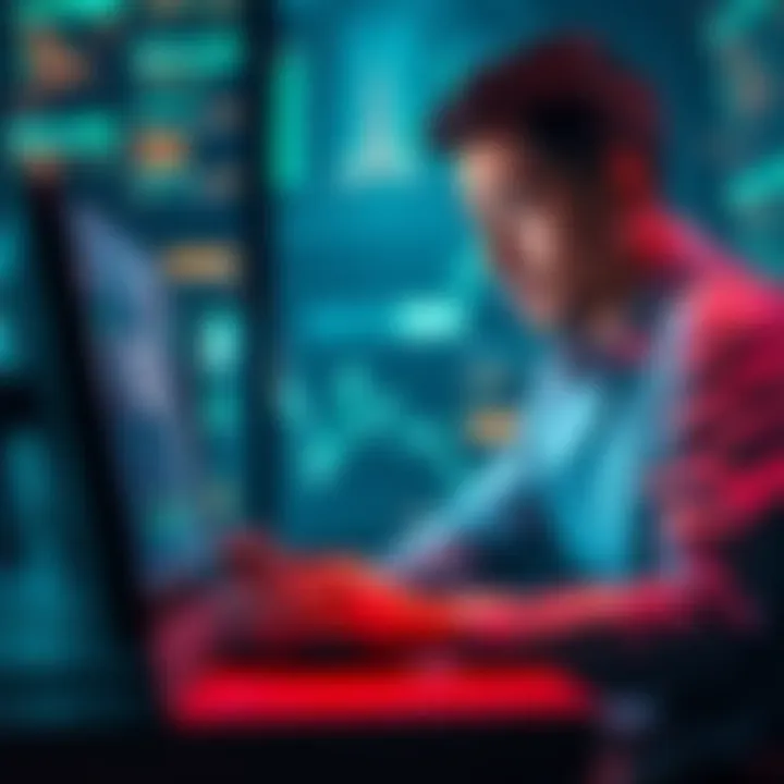 A person sitting at a computer looking stressed and worried about recent financial loss after their account was hacked