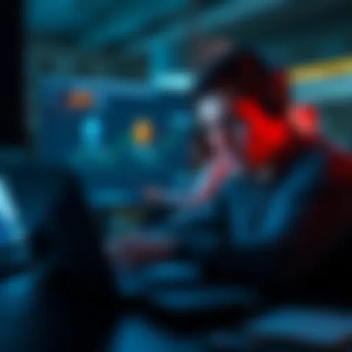 User experiencing transaction issues with ETH A person looking frustrated while using a laptop, checking their Ethereum transaction status with some ETH symbols visible on the screen.