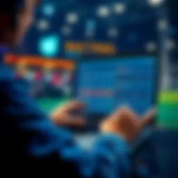A person analyzing betting options on a laptop with AI suggestions on the screen