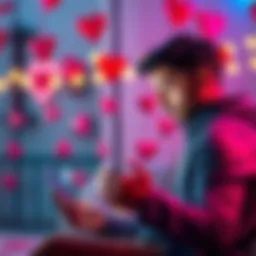 A man looking at a smartphone while planning a Valentine's Day surprise for his girlfriend