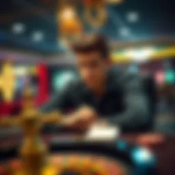 A 19-year-old man sits at a table with a roulette wheel, contemplating his betting strategy with $500 in front of him.