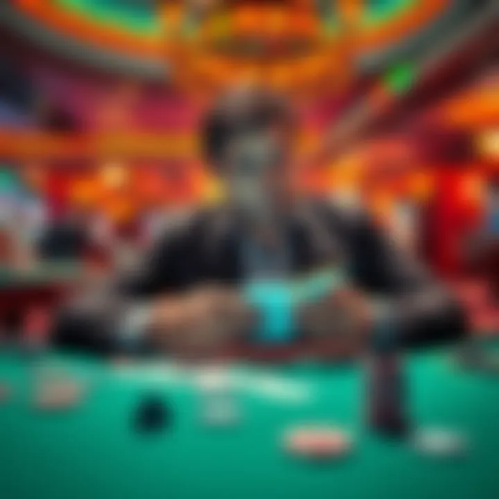 Vegas Matt sitting at a casino table with chips and cards, analyzing his betting statistics