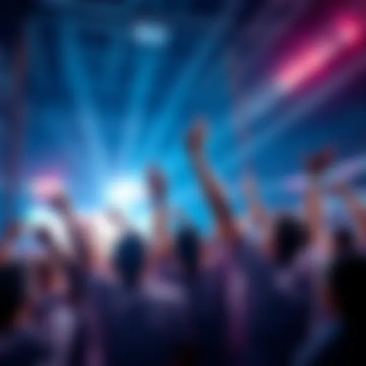 People celebrating a sports victory with cheers and raised arms, showcasing excitement and joy in a sports environment.