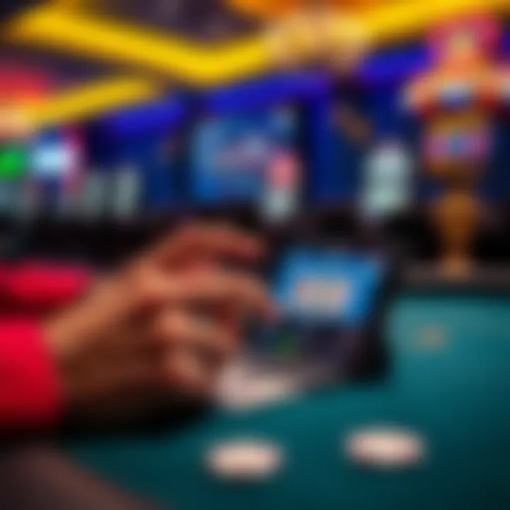 Video Poker Analyzer in Action A person using the Video Poker Analyzer app by taking a photo of their cards at a poker table.