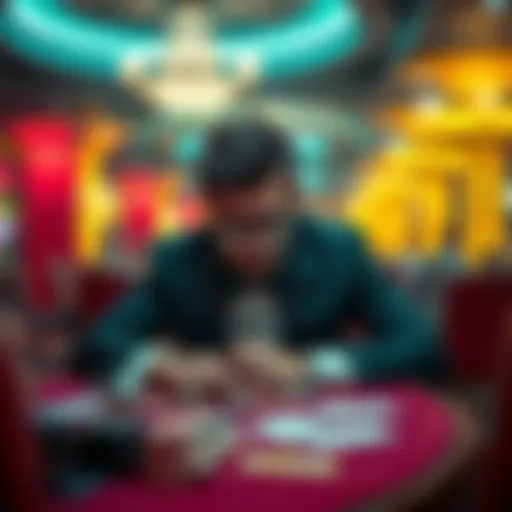 A frustrated VIP player at a casino table looking disappointed, surrounded by chips and cards.