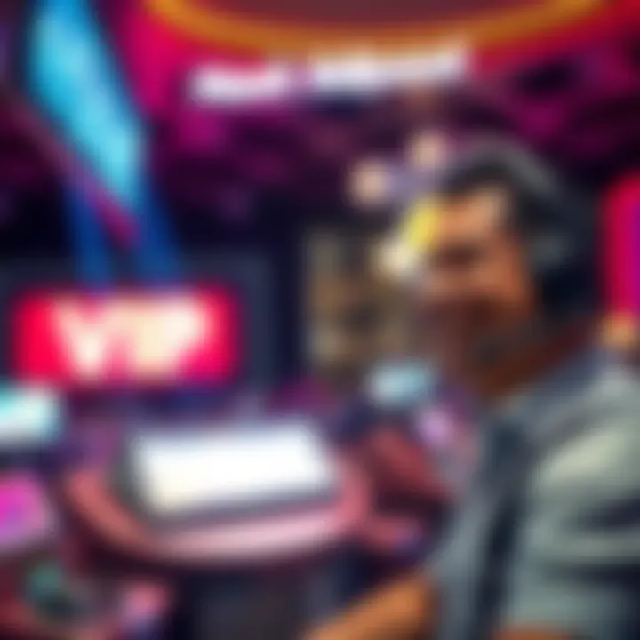 A guest enjoying a VIP treatment at Planet Hollywood, smiling with a special check-in setup in the background.