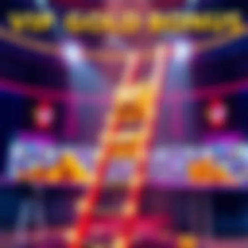 A visual of a ladder stacked with rewards representing the bonus for VIP Gold players in a gaming setting.