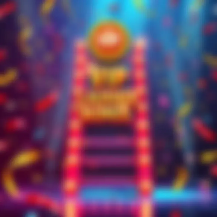 VIP Ladder Bonus A colorful graphic showing a VIP ladder with a bonus symbol, celebrating exclusive rewards and advantages for participants, featuring confetti and festive elements.