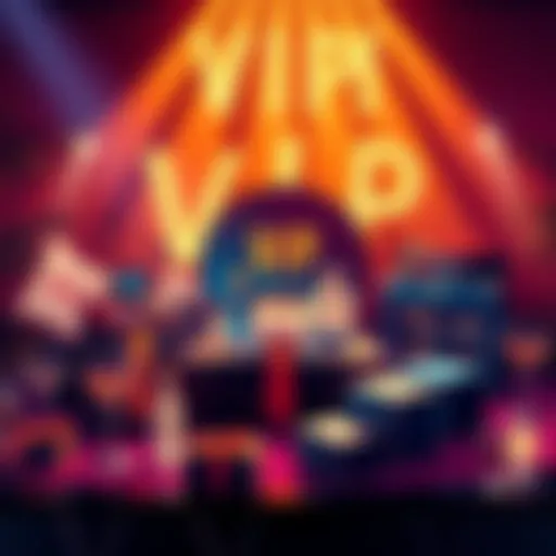 Illustration of exclusive rewards and events for VIP members of Stake, featuring luxury items and celebrations