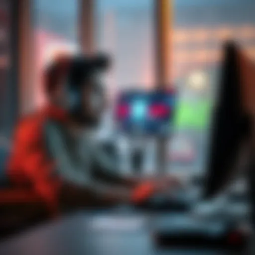 A person sitting at a computer with a VPN app open, looking at a No Limit gaming platform, with a concerned expression