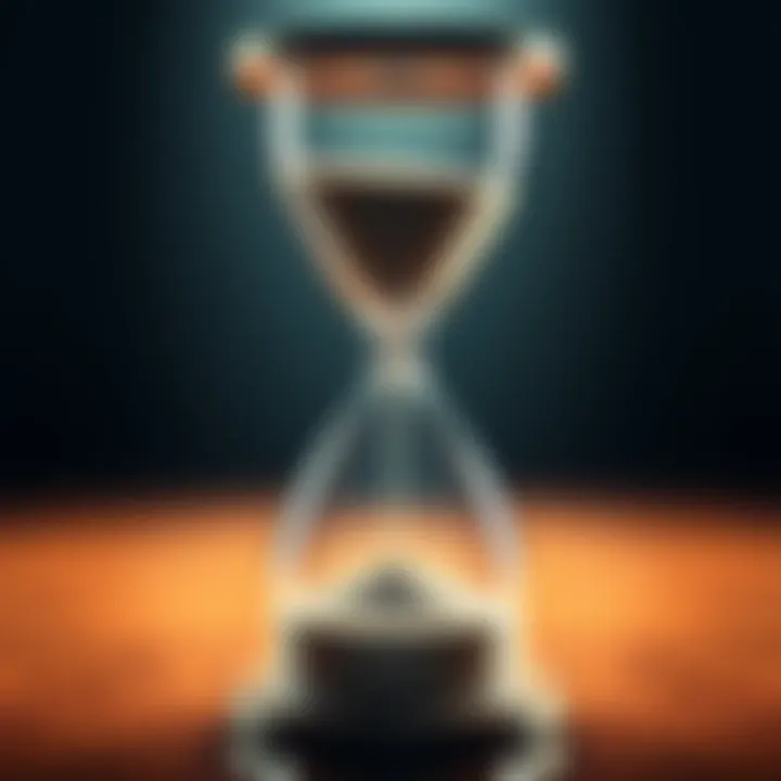 An hourglass with sand flowing, symbolizing the choice between waiting for 6 hours or 30 hours.
