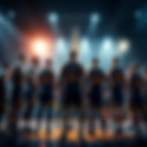 Golden State Warriors players in a huddle, showing determination and readiness for the upcoming match.
