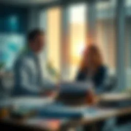 A financial advisor discusses a strategy for managing a large estate worth millions, with charts and documents on the table.