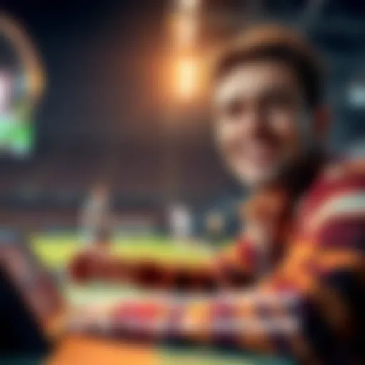 Weekend Betting Opportunity A person placing a bet on a sports game with a confident smile, showing excitement for potential winnings.