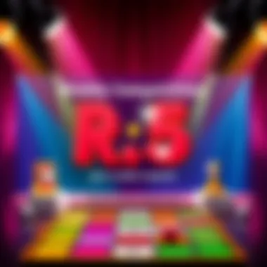 A colorful graphic promoting a weekly competition with R$5 prize, featuring a game board and playful text inviting people to participate.