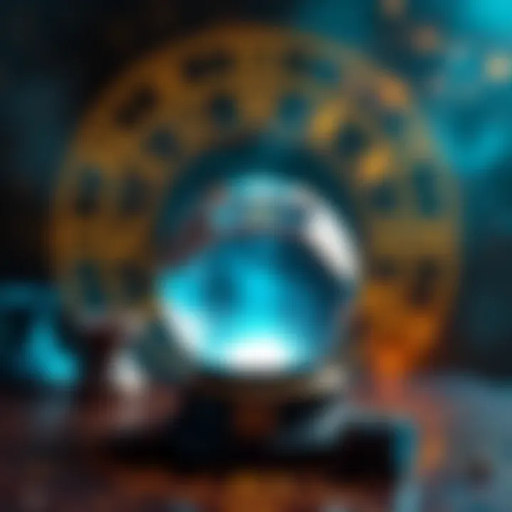 Astrological symbols and a crystal ball representing weekly predictions