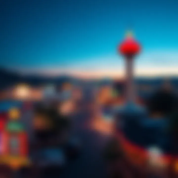A view of West Wendover and Jackpot NV with casino lights and local scenery