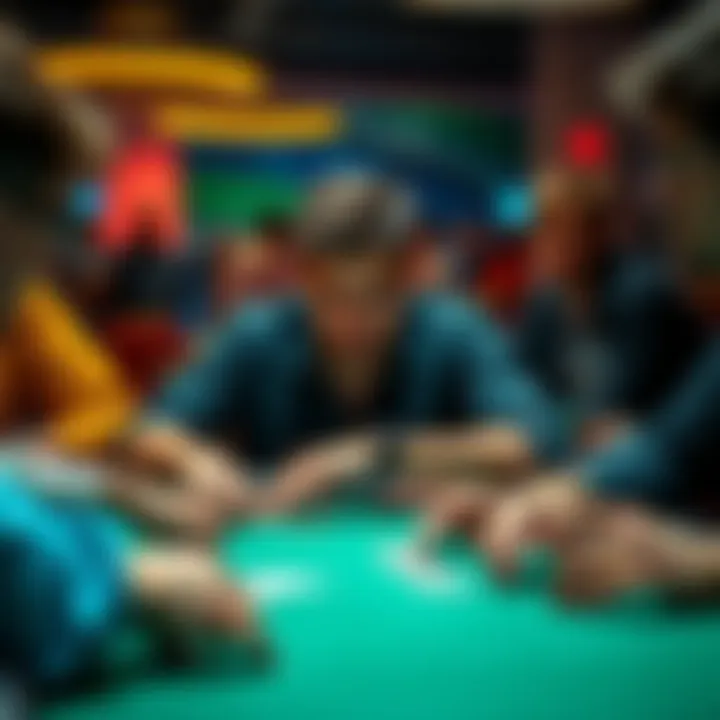 Will Givens in action during a high-stakes game Will Givens making a smart move in a poker game, showing focus and determination while surrounded by fellow players