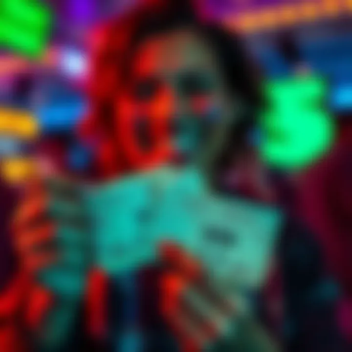 A person holds winning lottery tickets with a joyful expression