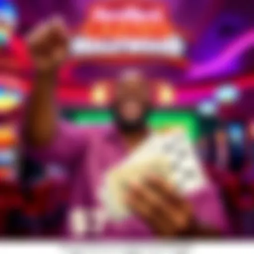 A happy gambler celebrating a big win at Hardrock Casino in Hollywood, FL, with cash in hand