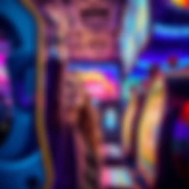 A person celebrating after winning a jackpot at a slot machine in a casino
