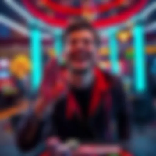 A person celebrating a big win at a casino after a series of losses, with a joyful expression and casino chips in hand.