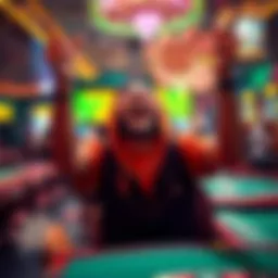 A person celebrating after a successful $5 bet that turned into a $1355 bonus, showing excitement and joy at a casino or betting environment.