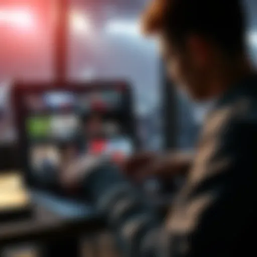 A person researching winning betting strategies on a laptop with sports betting images on the screen