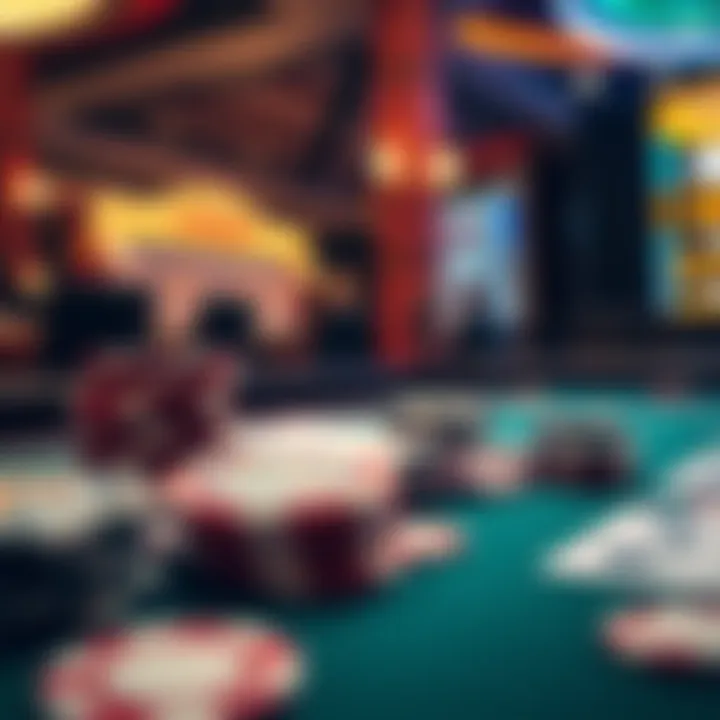 A close-up of chips and cards on a gaming table at Caesars Danville, showcasing a successful betting moment