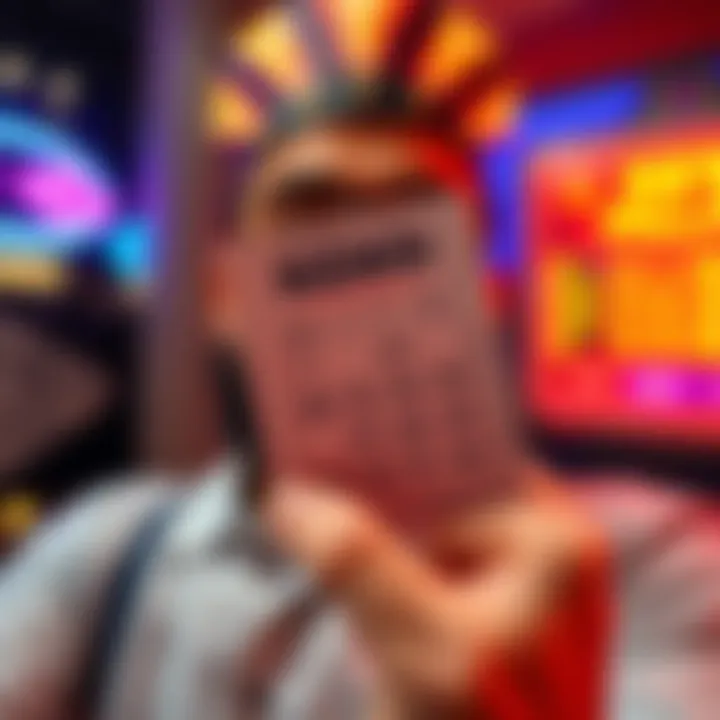 A hand holding a winning keno ticket with a shocked expression on the player's face