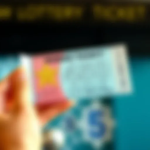 A close-up of a winning lottery ticket with a $450 prize highlighted, accompanied by a joyful hand gesture celebrating the victory.