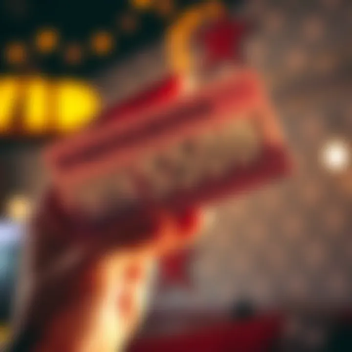 Winning Lottery Ticket A close-up of a lottery ticket from VIP Millions with a hopeful bidder's hand holding it up, symbolizing dreams of winning big prizes.
