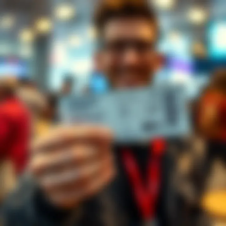 Winning lottery ticket in hand A person holding a winning lottery ticket with a joyful expression, symbolizing life changes and new opportunities.