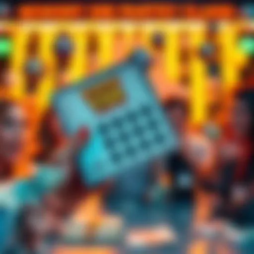 Winning lottery tickets A hand holding a winning scratch-off lottery ticket with happy expressions and cash in the background