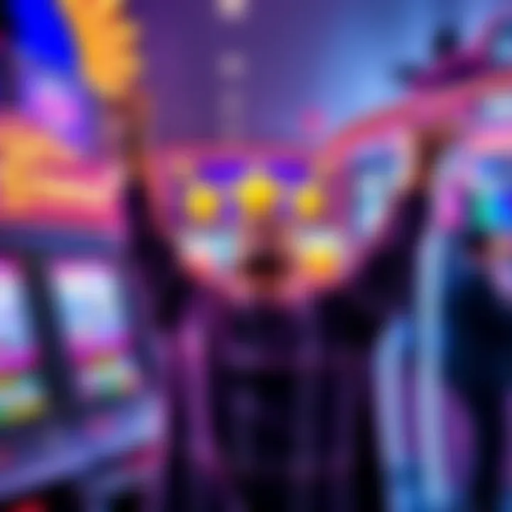 A person celebrating a jackpot win at a Triple Stars slot machine, showing excitement and joy