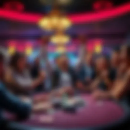 A person celebrating a big win at a casino table, surrounded by chips and excited friends.