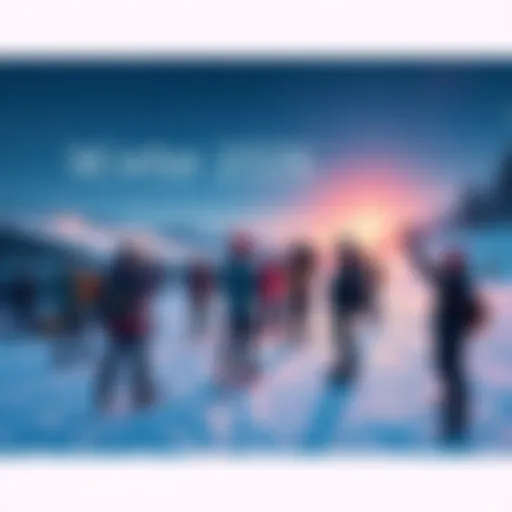 Winter Olympics 2026 Betting A snowy landscape with people discussing bets for the Winter Olympics 2026, showcasing excitement and anticipation.