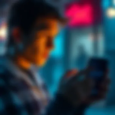 A person looking at a smartphone with a Chime app, thinking about withdrawing money without issues