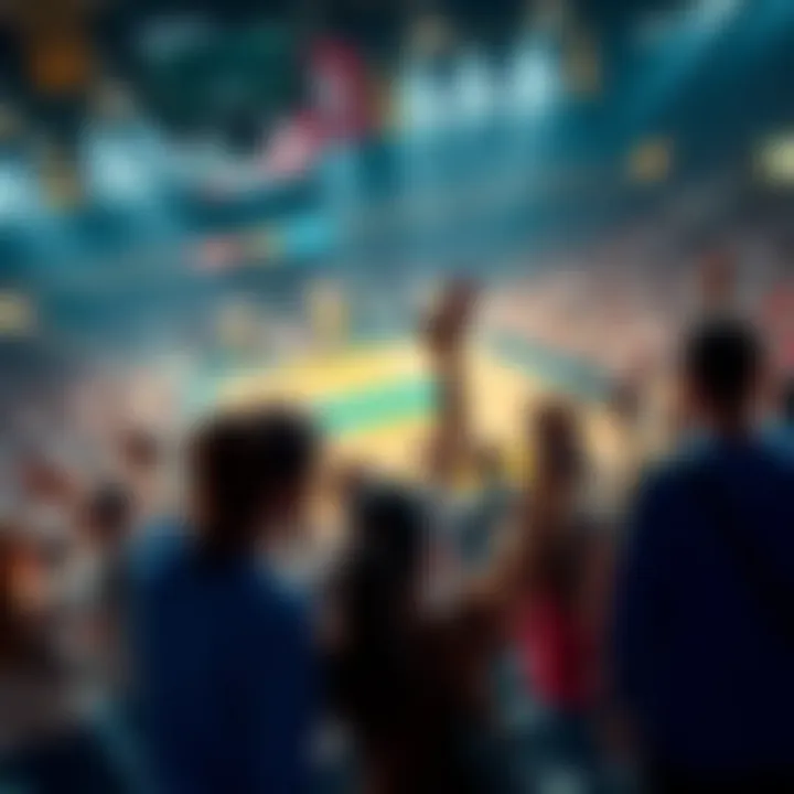 WNBA Betting Tips A basketball scene showing people betting on a WNBA game, with excitement and enthusiasm in the air