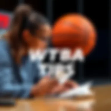 WNBA Betting Tips A person analyzing statistics and predictions for WNBA games with a basketball in the background