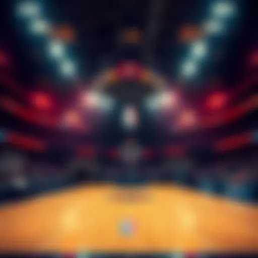 A basketball court with a focus on betting strategies and sports analytics