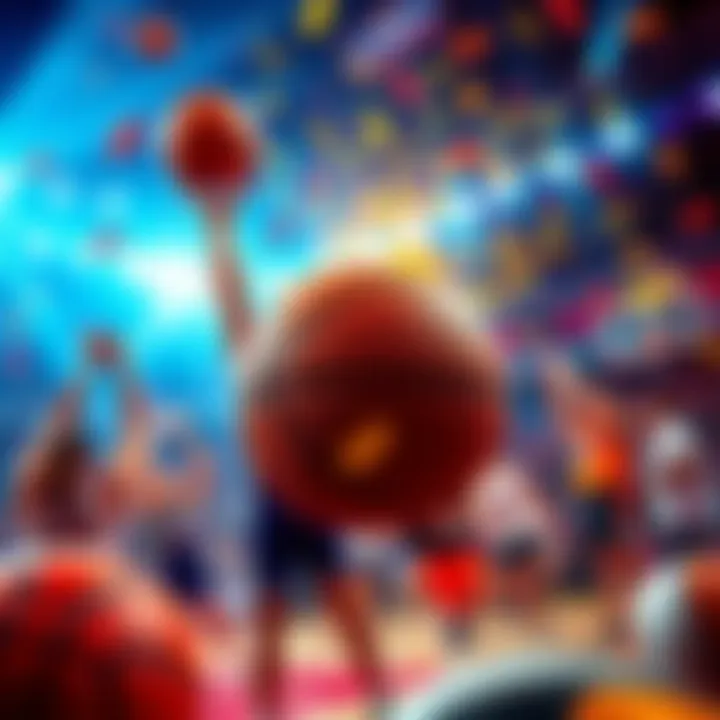Celebration of 16 correct lottery numbers in WNBA with basketball theme